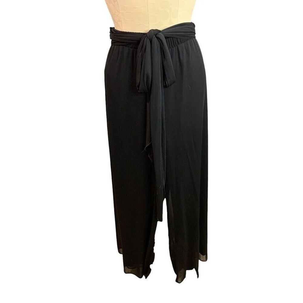 Size 18/20W DressBarn Woman Black Loose Fit Pull On Dress Pants Sheer Overlay